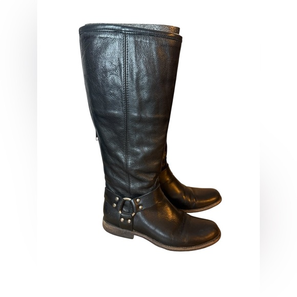 Frye Phillip Black Leather Harness Riding Boots - Picture 4 of 9